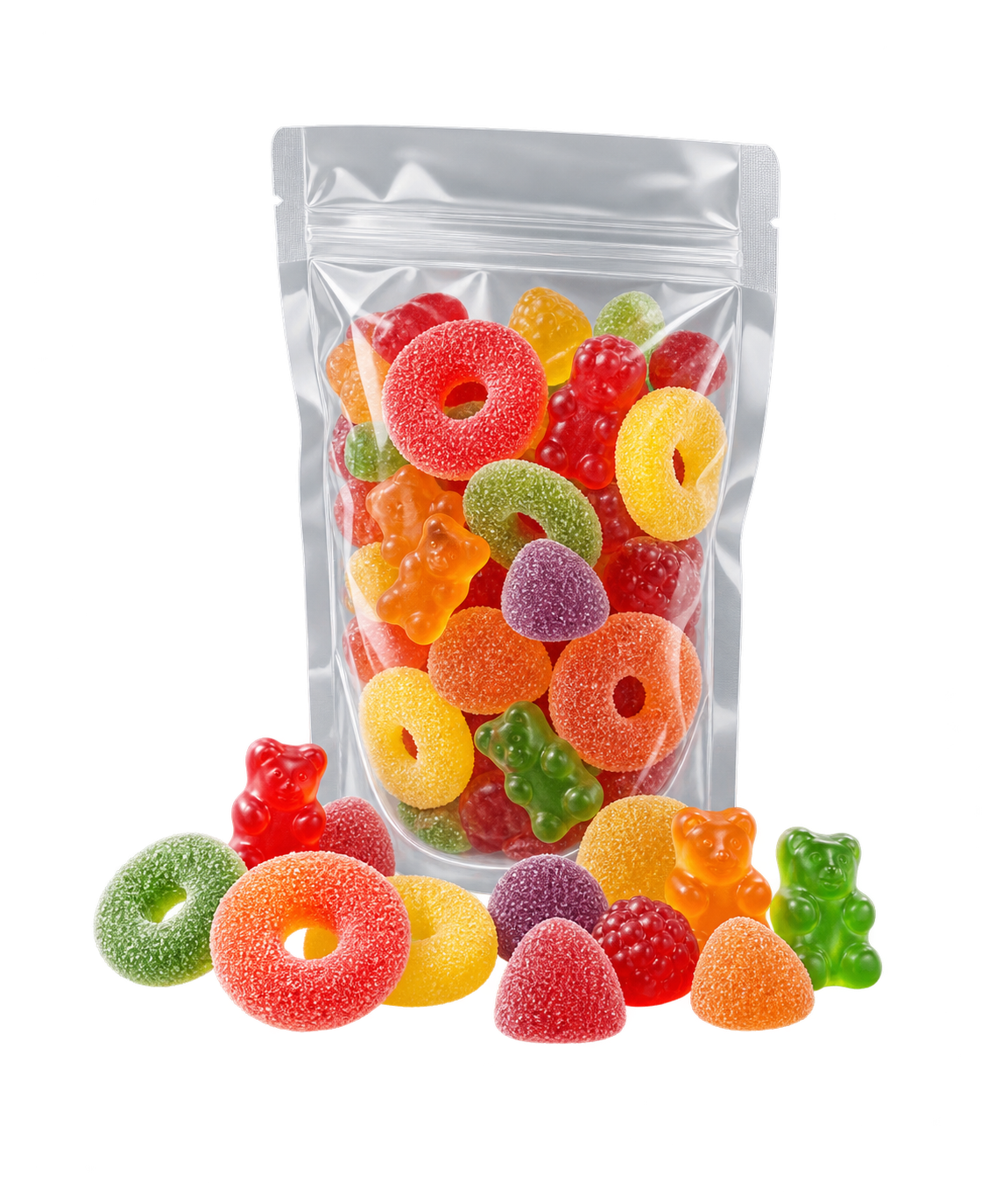 Generic pouch of colourful gummy candy